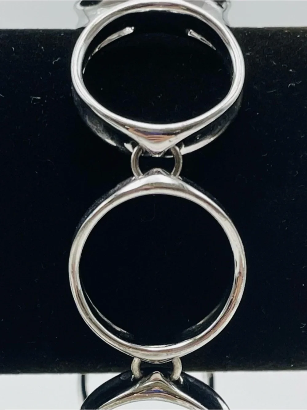 ELLE Sterling Silver Signature Ruby Circle Statement Bracelet 925 Heavy 37g!!!